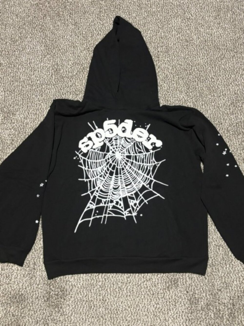 Sp5der Black Web Graphic Hoodie White Logo Streetwear